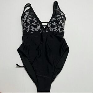 NWT Lucky Brand Embroidered One Piece Swimsuit